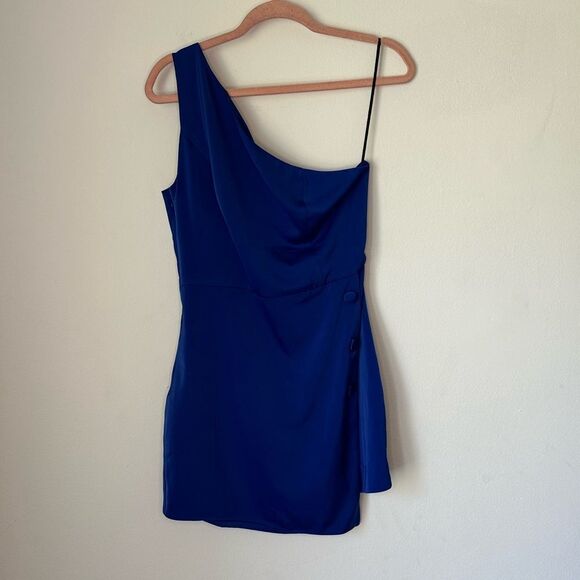 NBD Revolve Tere Mini Dress Size M Bright Cobalt One Shoulder Event Nightout - Picture 3 of 7